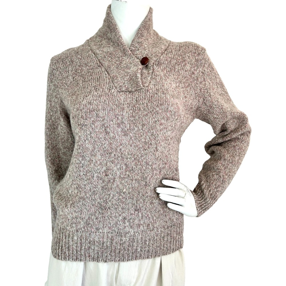 VTG Timberline Wool Shawl Collar Sweater M Pink Grey Grandpa Core Cabincore EUC
